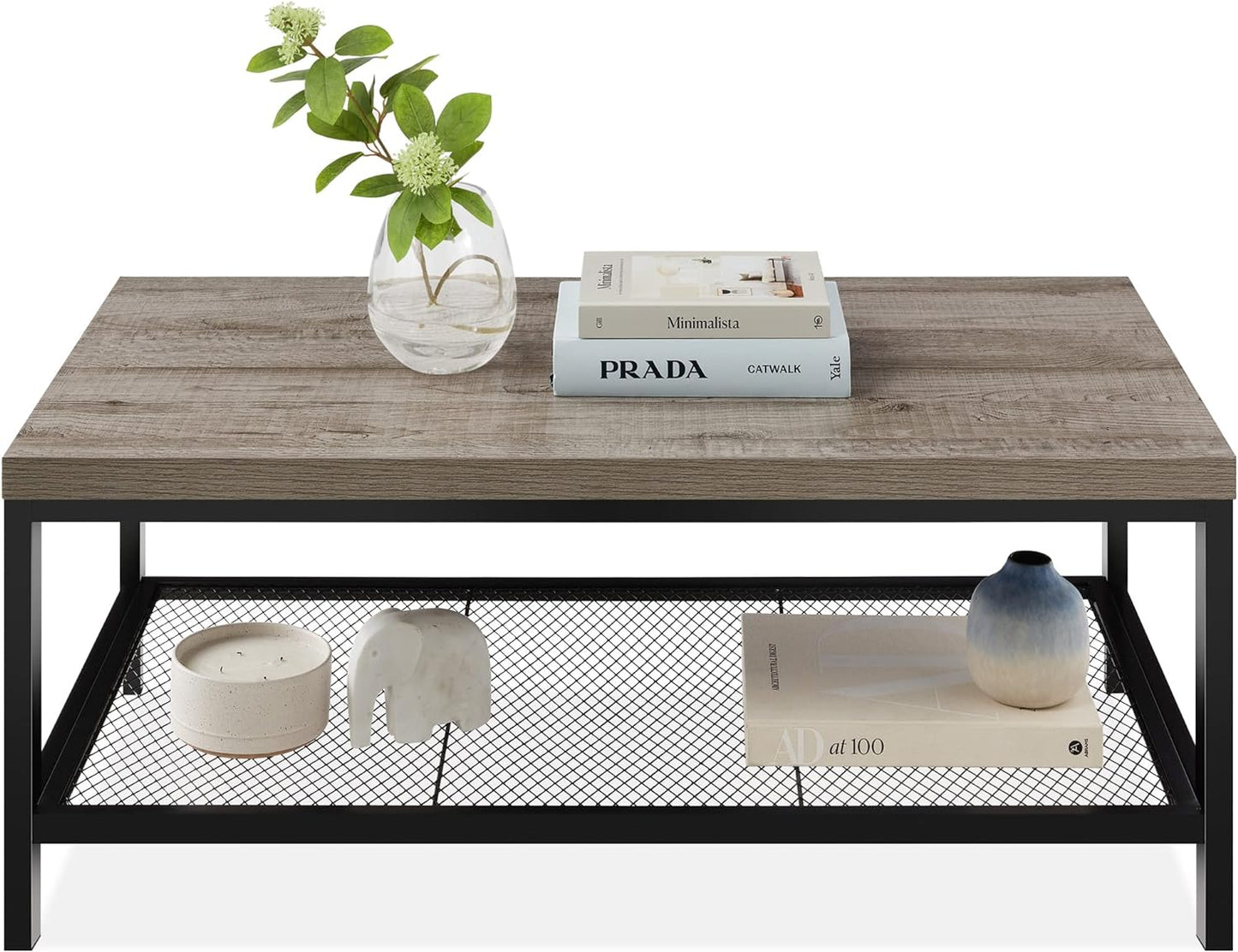 Coffee Table With Shelf for Living Room - Gray (44 Inches)