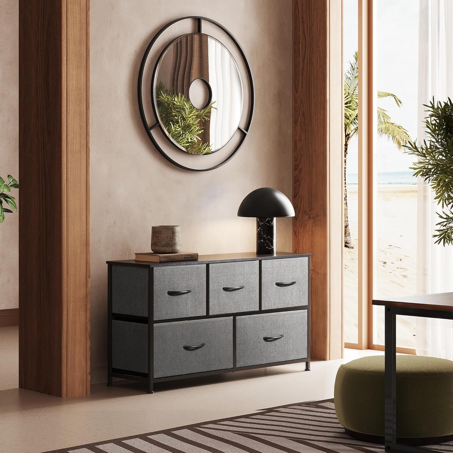 5 Drawer Dresser for Bedroom or Closet (Dark Grey)