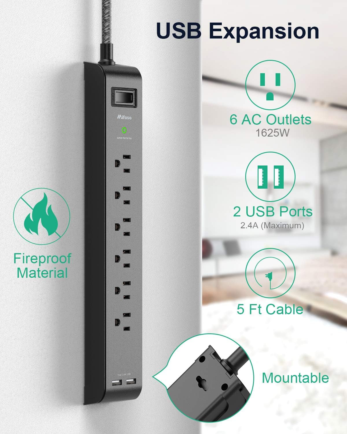 Two Power Strip Outlets