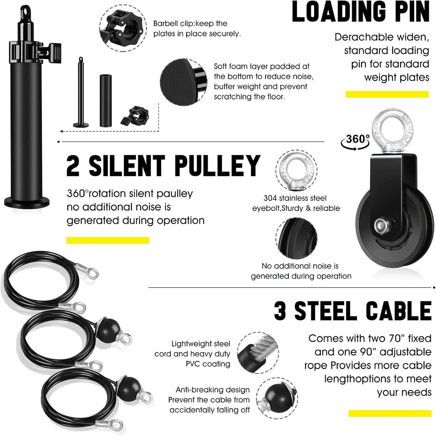 Cable Pulley System Gym LAT Pulldown Triceps Biceps Home Workout Attachments