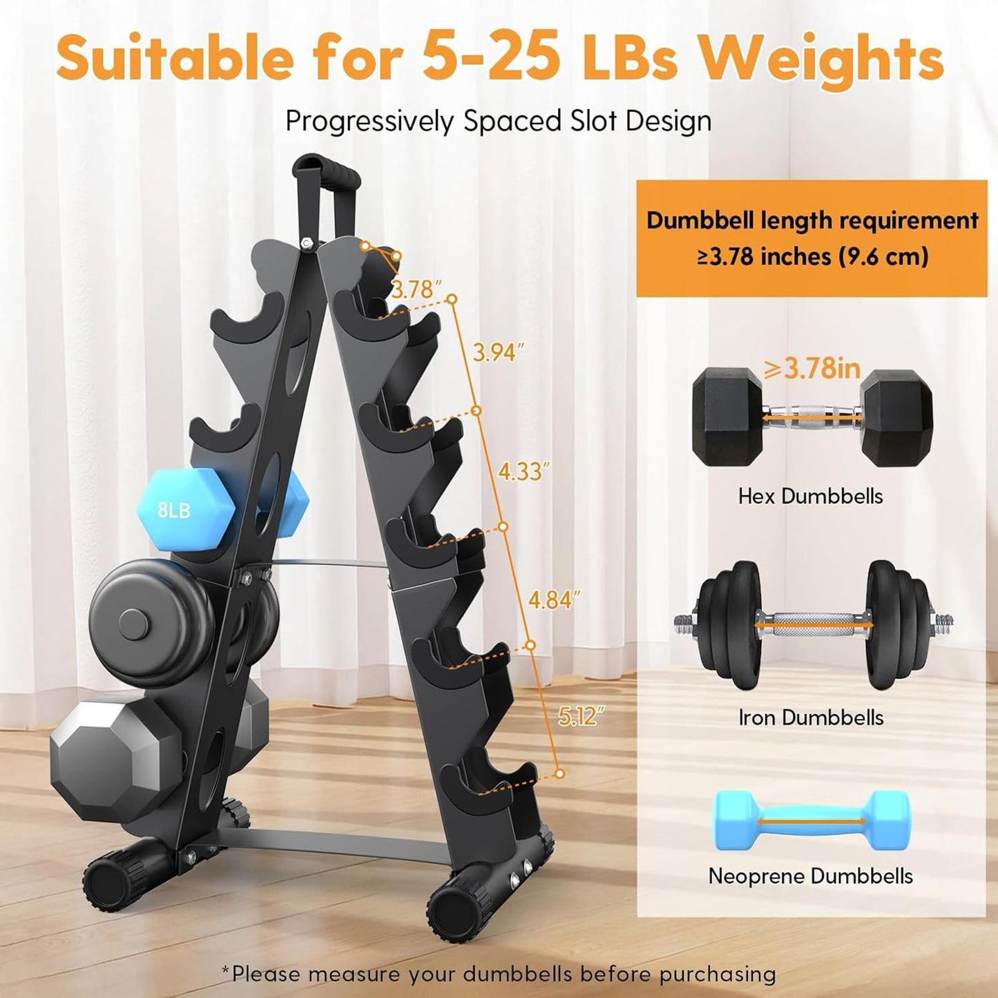 5 Tier A-Frame Dumbbell Rack Stand Only Home Gym Weight Storage