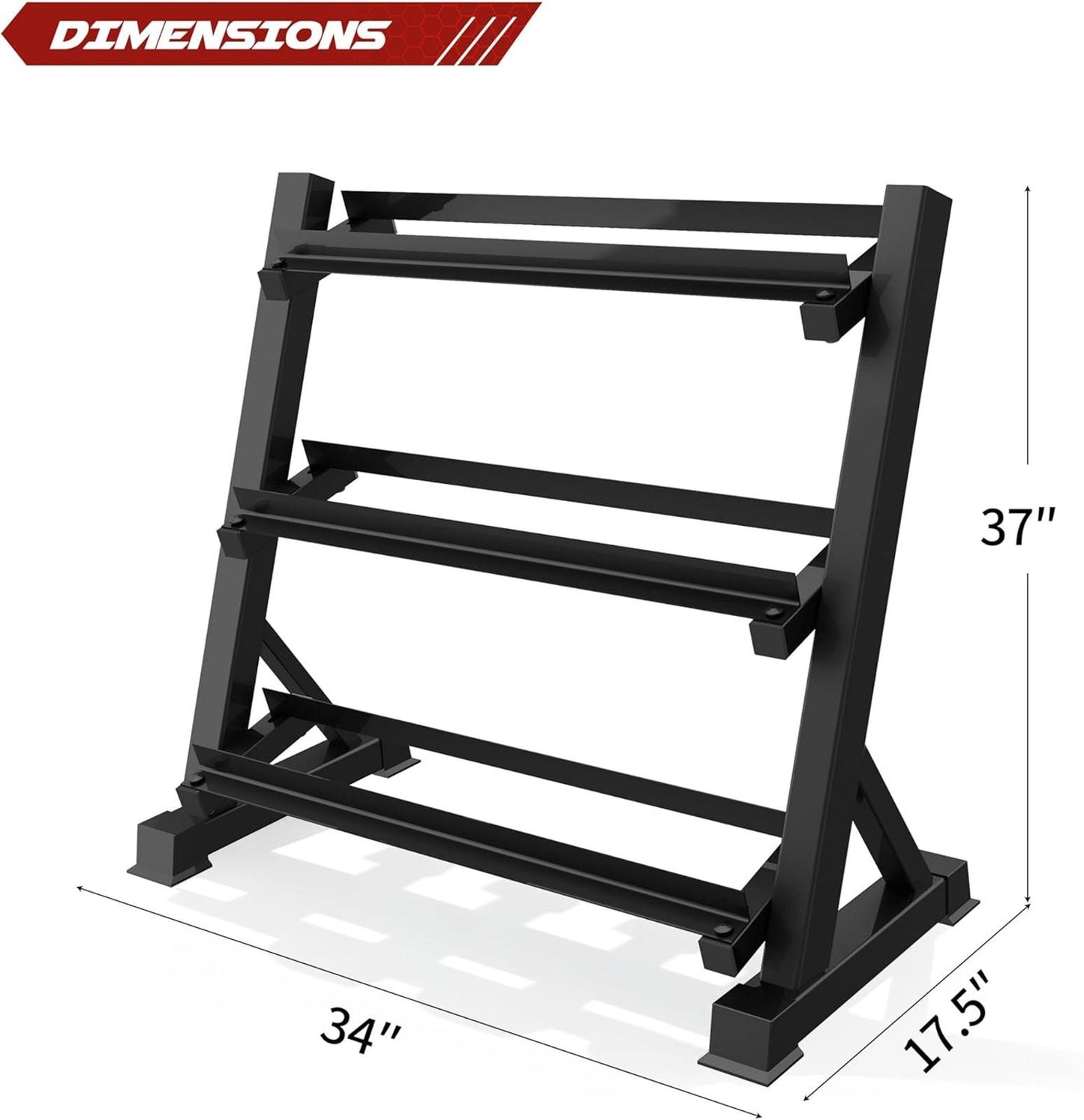 3-Tier Dumbbell Rack Weight Storage Organizer Home Gym 1100Lb Capacity