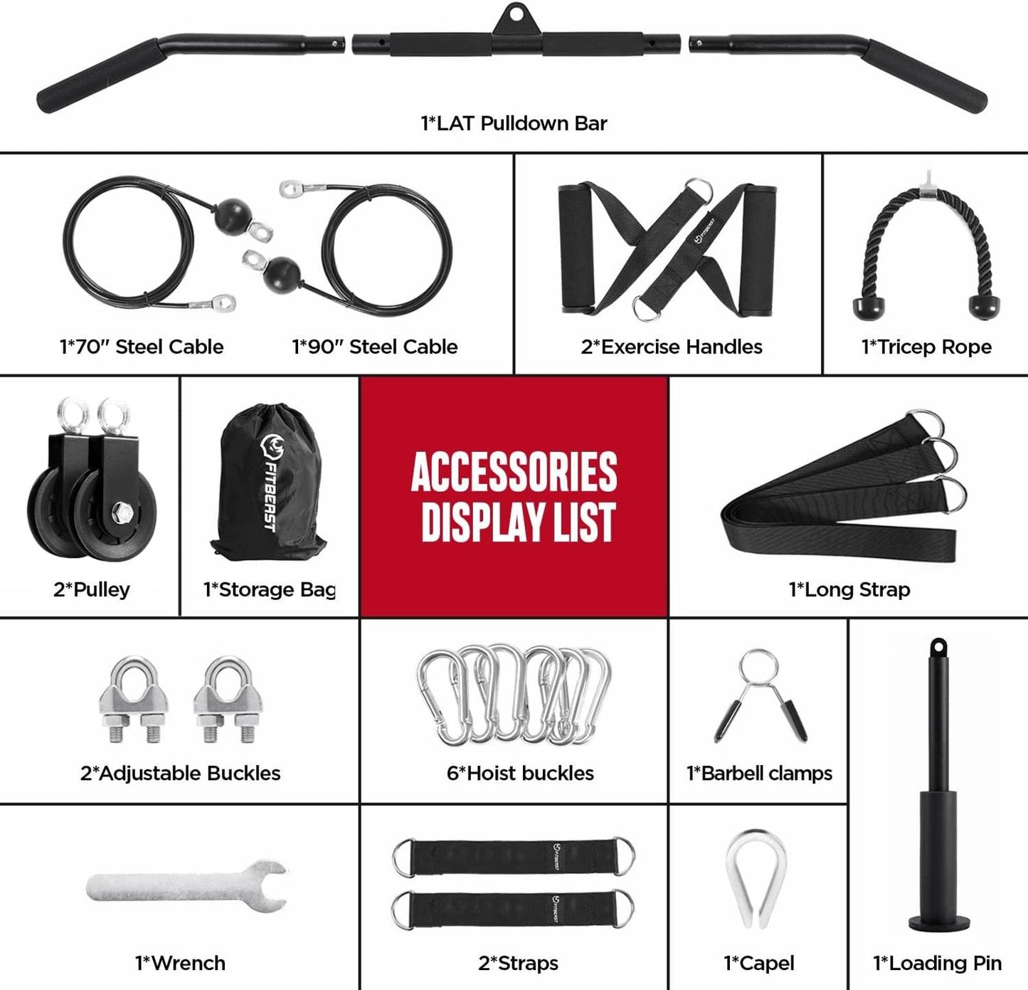 Cable Pulley System Gym LAT Pulldown Biceps Curl Home Strength Trainer