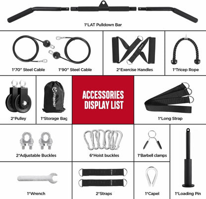 Cable Pulley System Gym LAT Pulldown Biceps Curl Home Strength Trainer