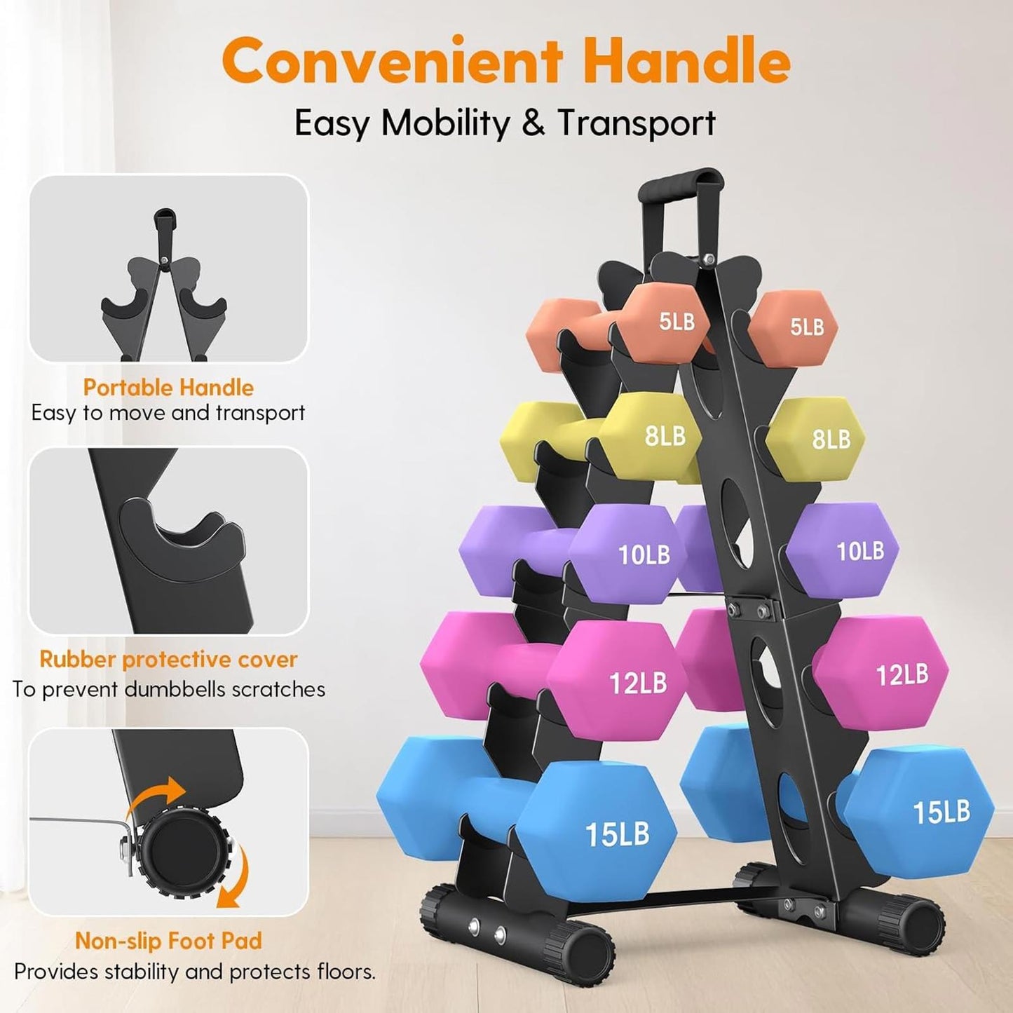 5 Tier A-Frame Dumbbell Rack Stand Only Home Gym Weight Storage