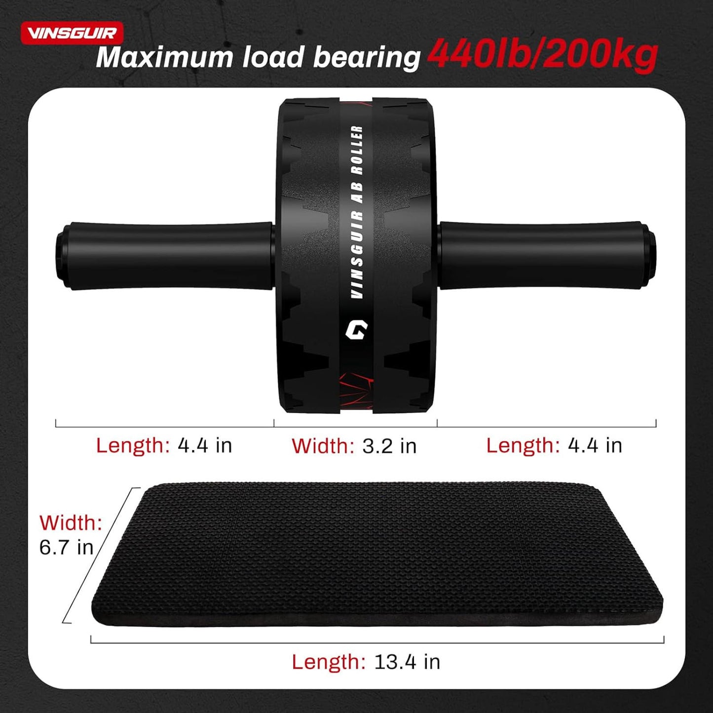 Ab Roller Wheel, Abs & Core Workout Equipment for Home Gym with Knee Pad Accesso