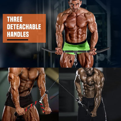 Cable Pulley System Gym LAT Pulldown 2-in-1 Bar Triceps Biceps Back Shoulder