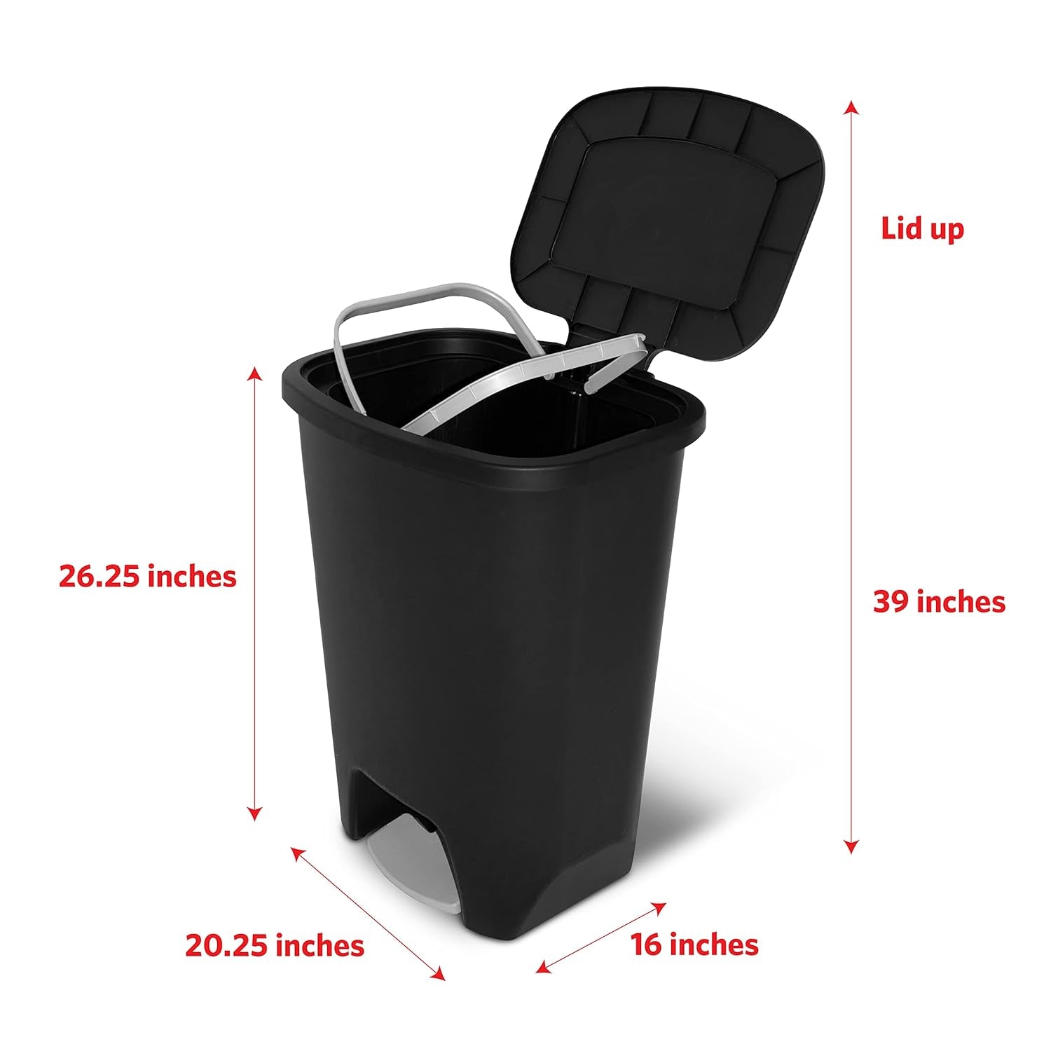 20 Gallon Plastic Trash Can (Black)