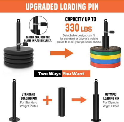 Cable Pulley System Gym LAT Pulldown 2-in-1 Bar Triceps Biceps Back