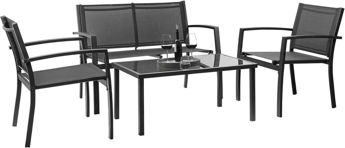 4 Pieces Outdoor Patio Set (Black)