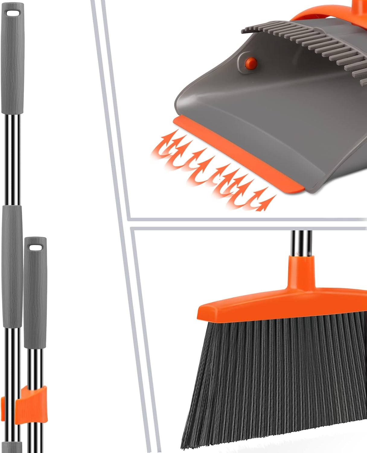Broom and Dustpan Set (Gray & Orange)