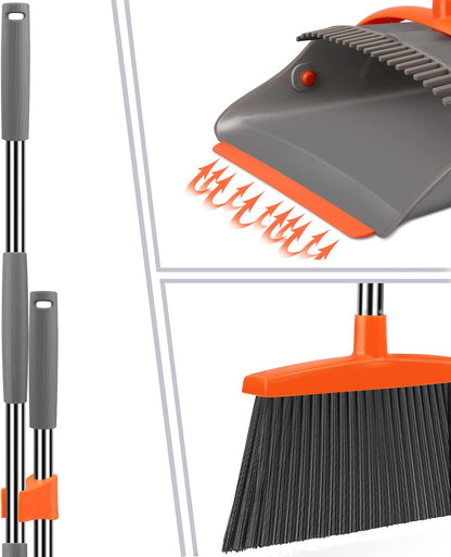 Broom and Dustpan Set (Gray & Orange)