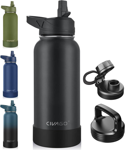 32 Ounce Water Bottle - Stainless Steel Black
