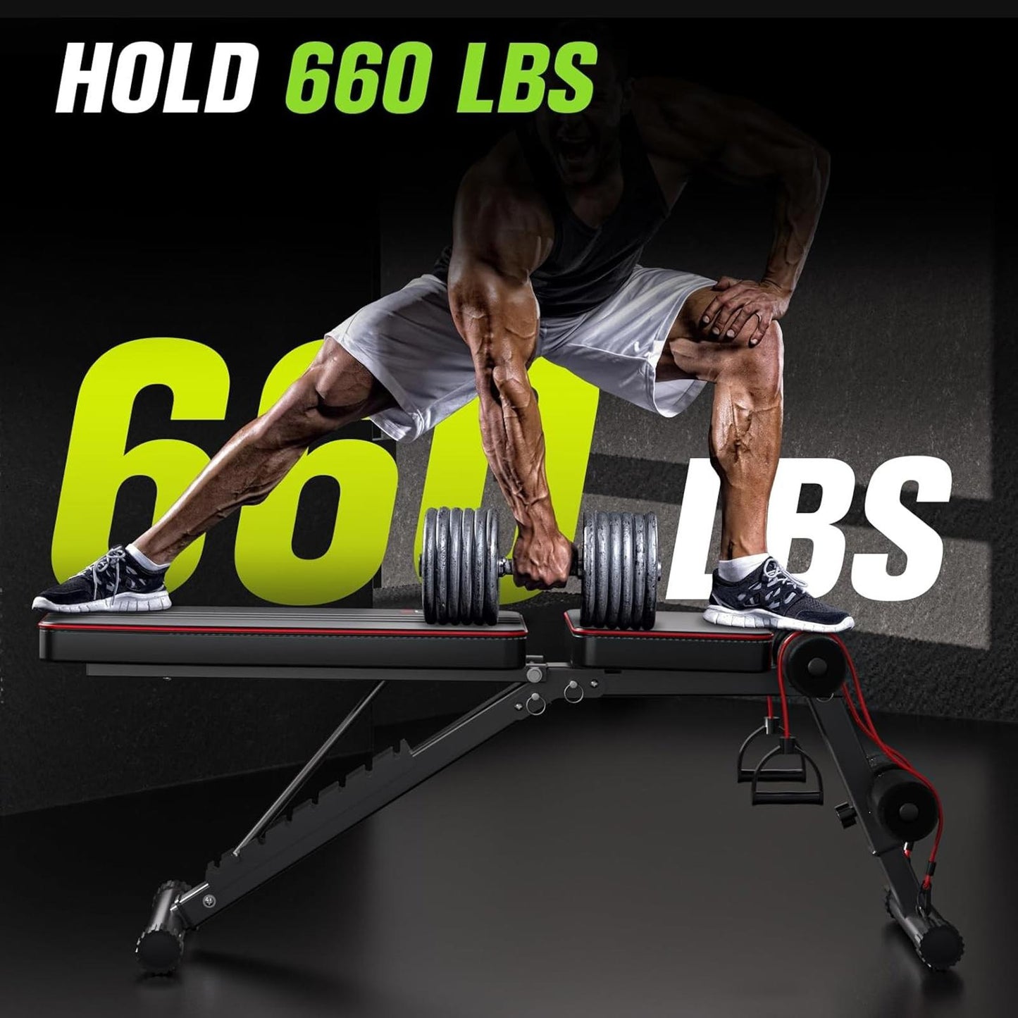 Adjustable Folding Weight Bench for Home Gym, 660LBS Multi-Function