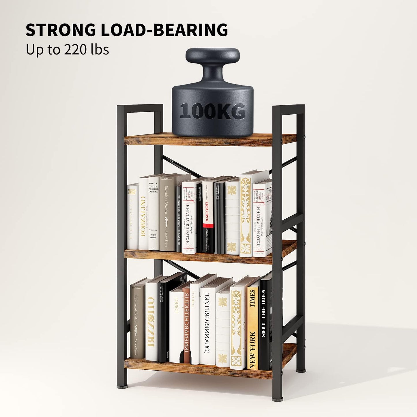 3 Tier Bookcase for Living Room, Office or Bedroom