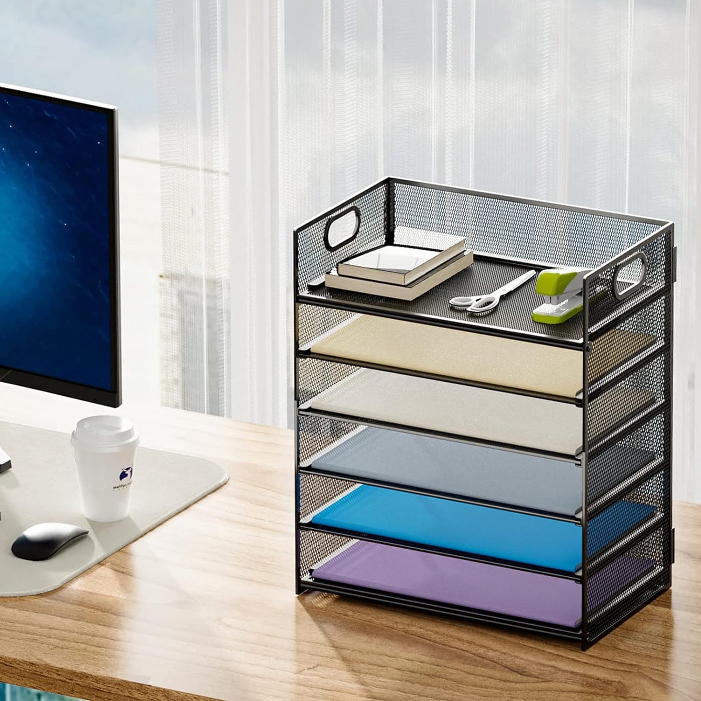 6 Tier Paper Organizer Tray - Black