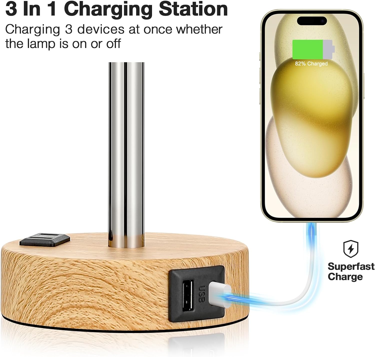 Lamp for Bedroom or Living Room Desk (LED Bulb Included)