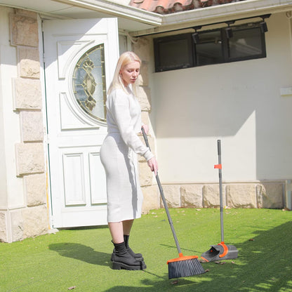 Broom and Dustpan Set (Gray & Orange)