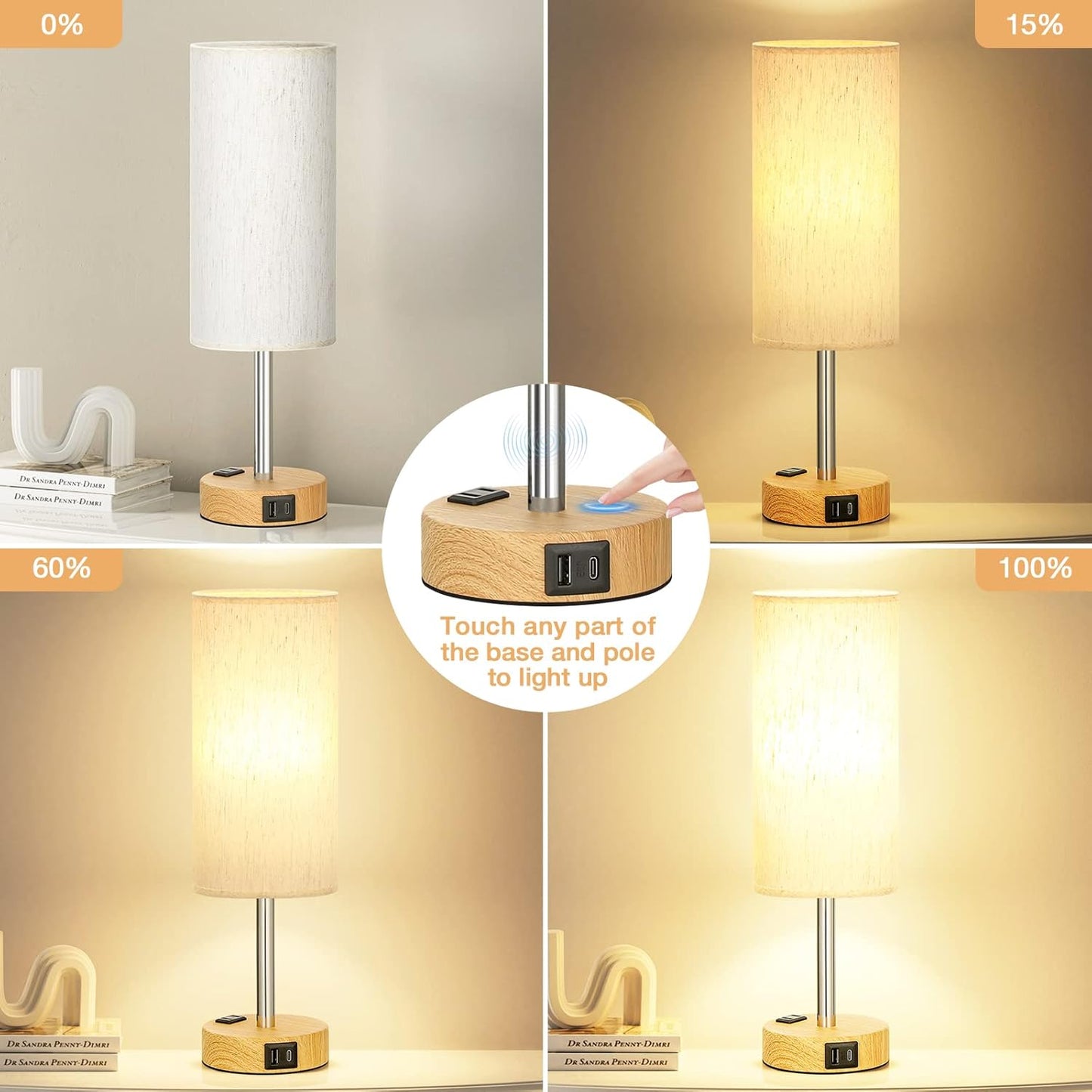 Lamp for Bedroom or Living Room Desk (LED Bulb Included)
