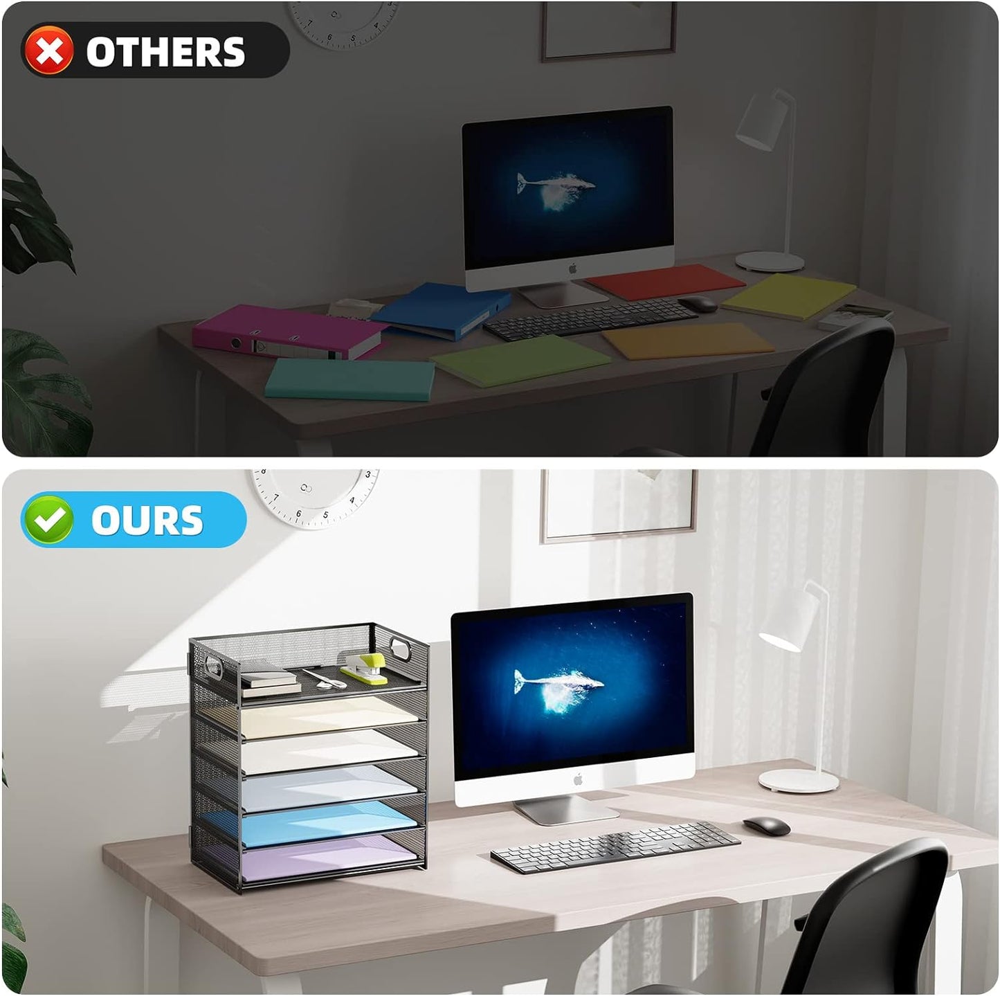 6 Tier Paper Organizer Tray - Black