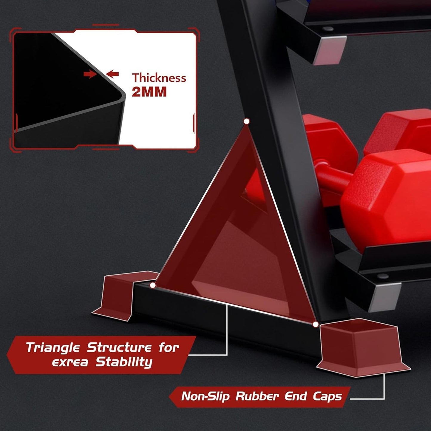 3-Tier Dumbbell Rack Weight Storage Organizer Home Gym 1100Lb Capacity