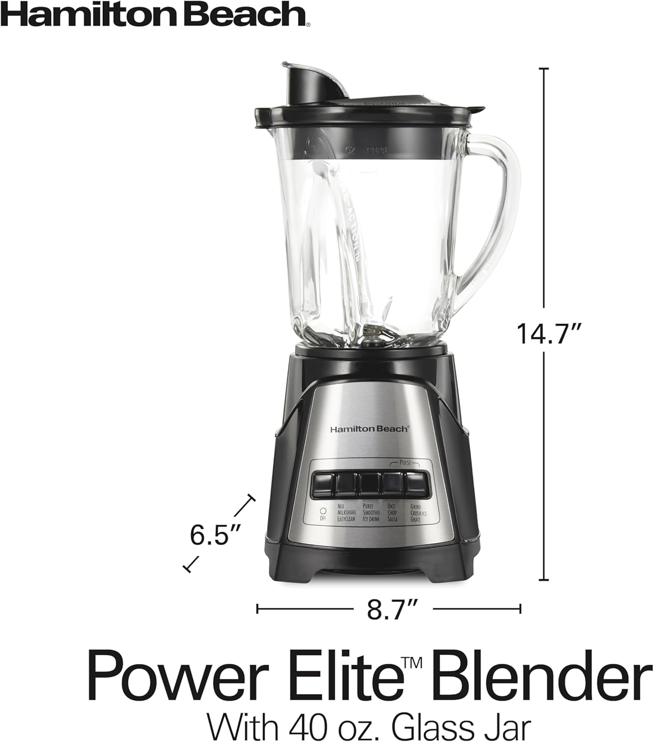 Blender for Shakes and Smoothies (40 Ounce Glass Jar) - Black