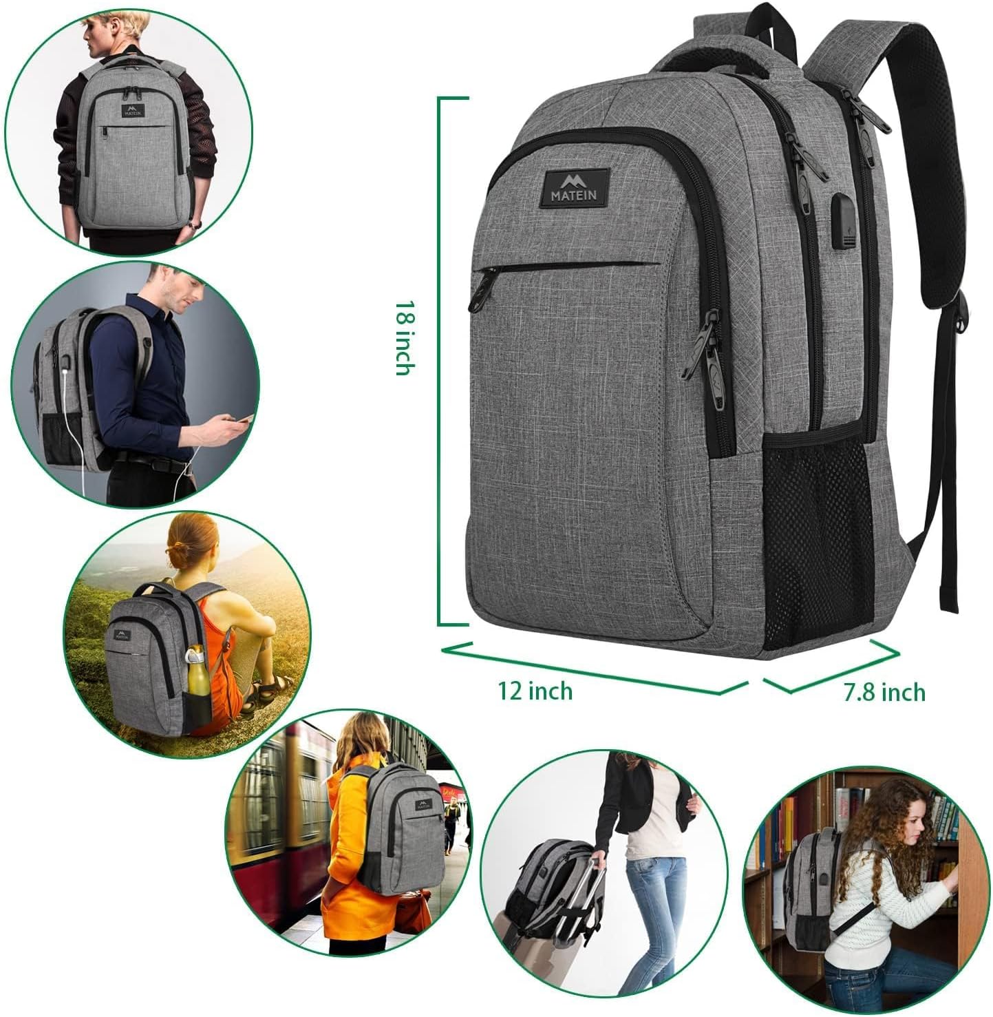 Adult Backpack Charging Port (Grey)