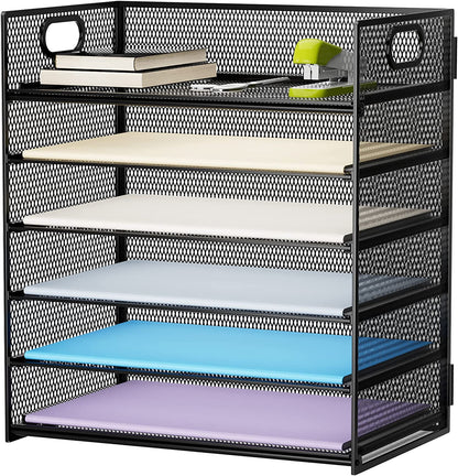 6 Tier Paper Organizer Tray - Black
