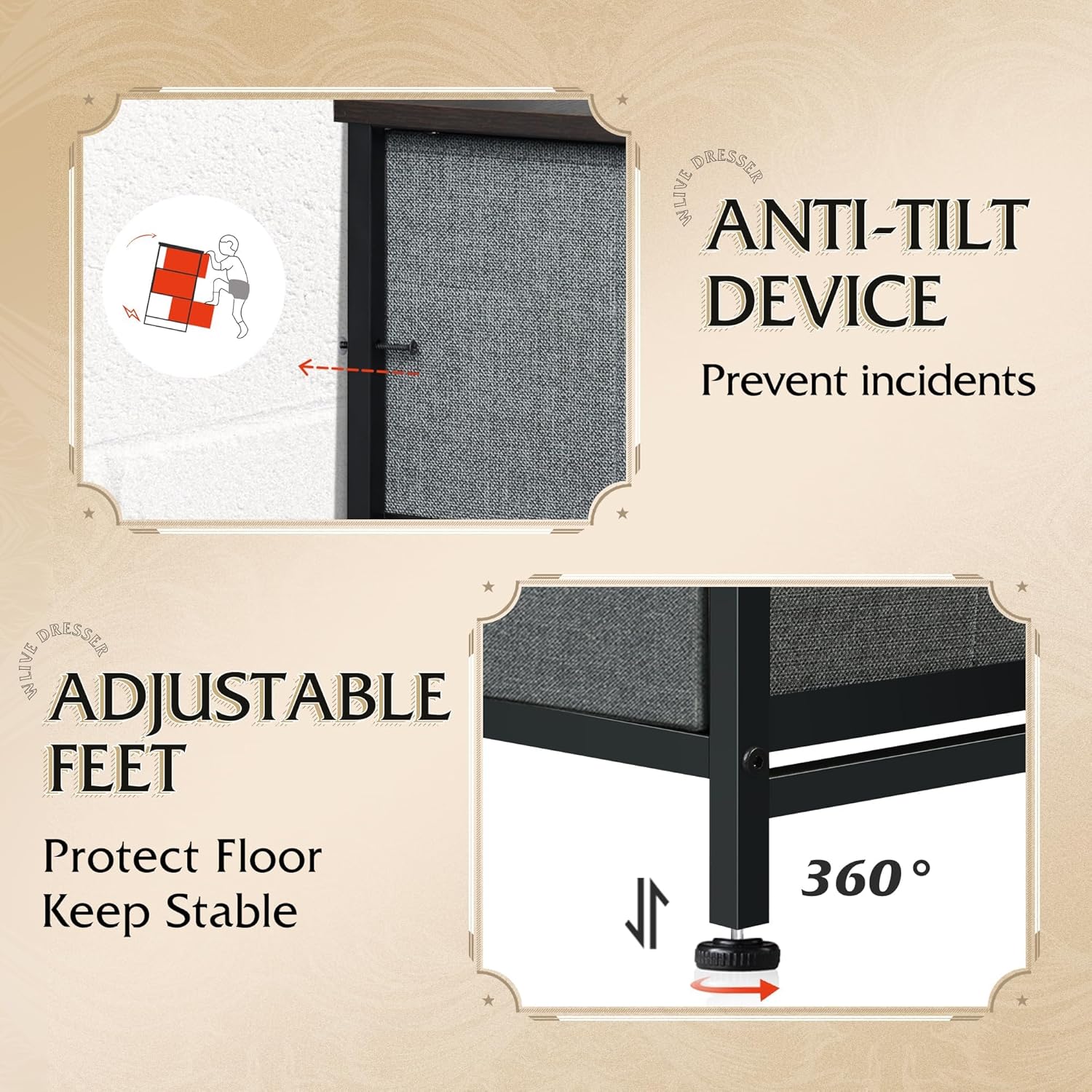 8 Drawer Dresser for Bedroom or Closet (Dark Gray)