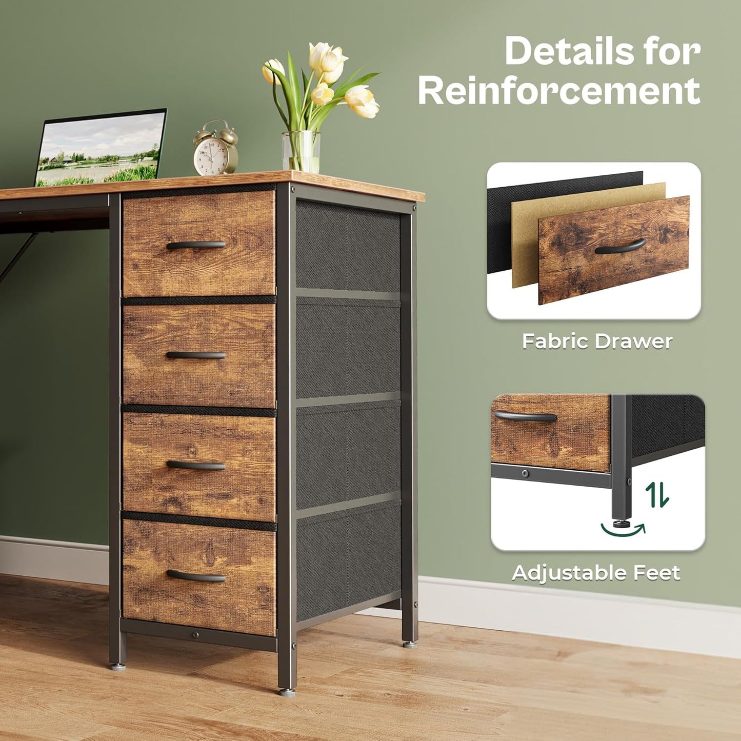 Computer Desk With 8 Drawers (Brown)