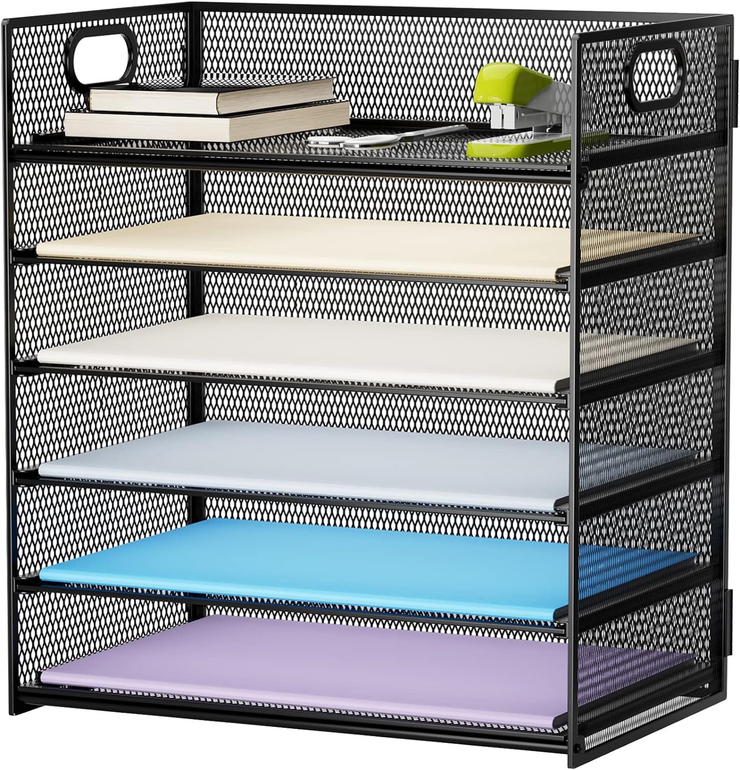 6 Tier Paper Organizer Tray - Black