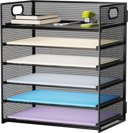 6 Tier Paper Organizer Tray - Black
