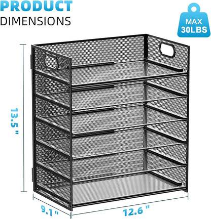 6 Tier Paper Organizer Tray - Black