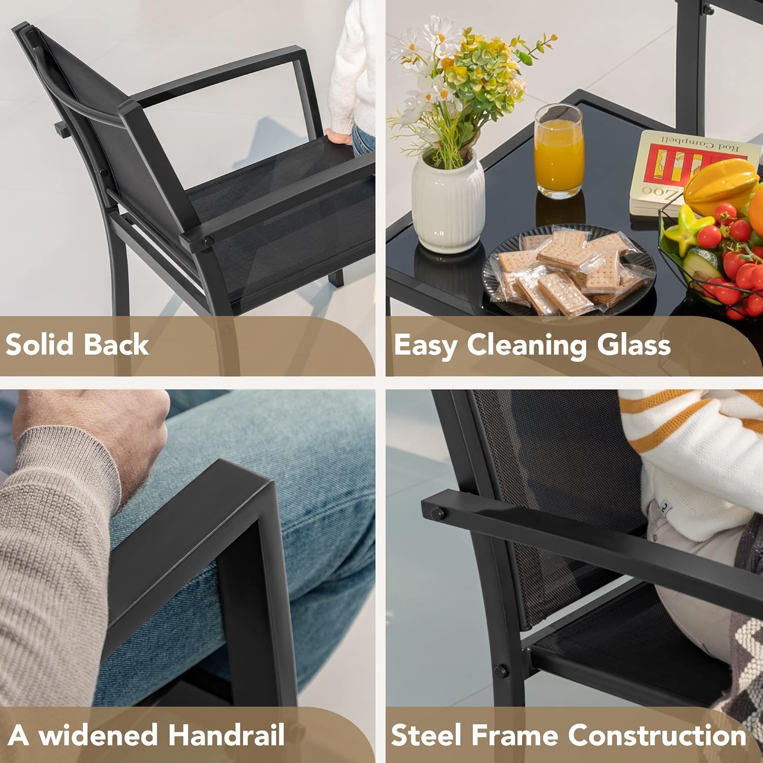 4 Pieces Outdoor Patio Set (Black)