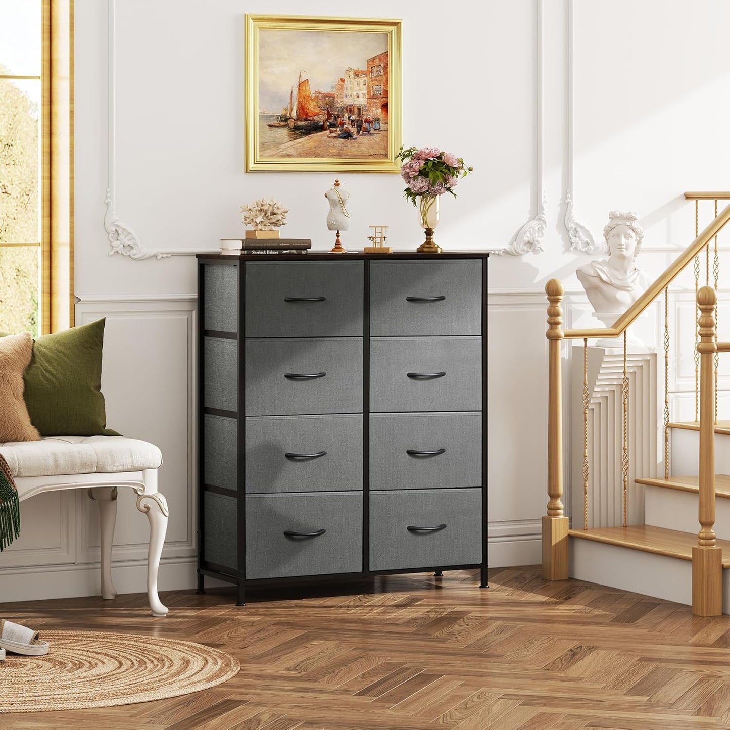8 Drawer Dresser for Bedroom or Closet (Dark Gray)
