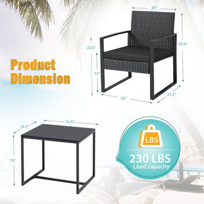 3 Pieces Outdoor Patio Set (Black)