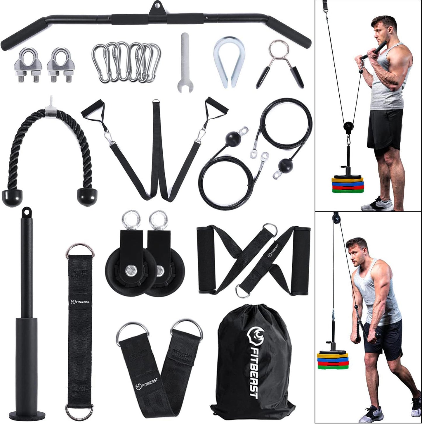 Cable Pulley System Gym LAT Pulldown Biceps Curl Home Strength Trainer