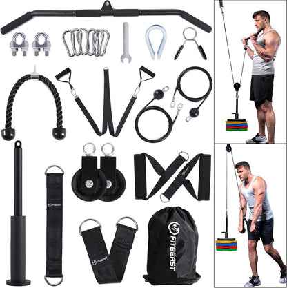 Cable Pulley System Gym LAT Pulldown Biceps Curl Home Strength Trainer