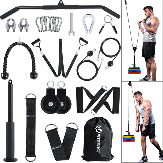 Cable Pulley System Gym LAT Pulldown Biceps Curl Home Strength Trainer