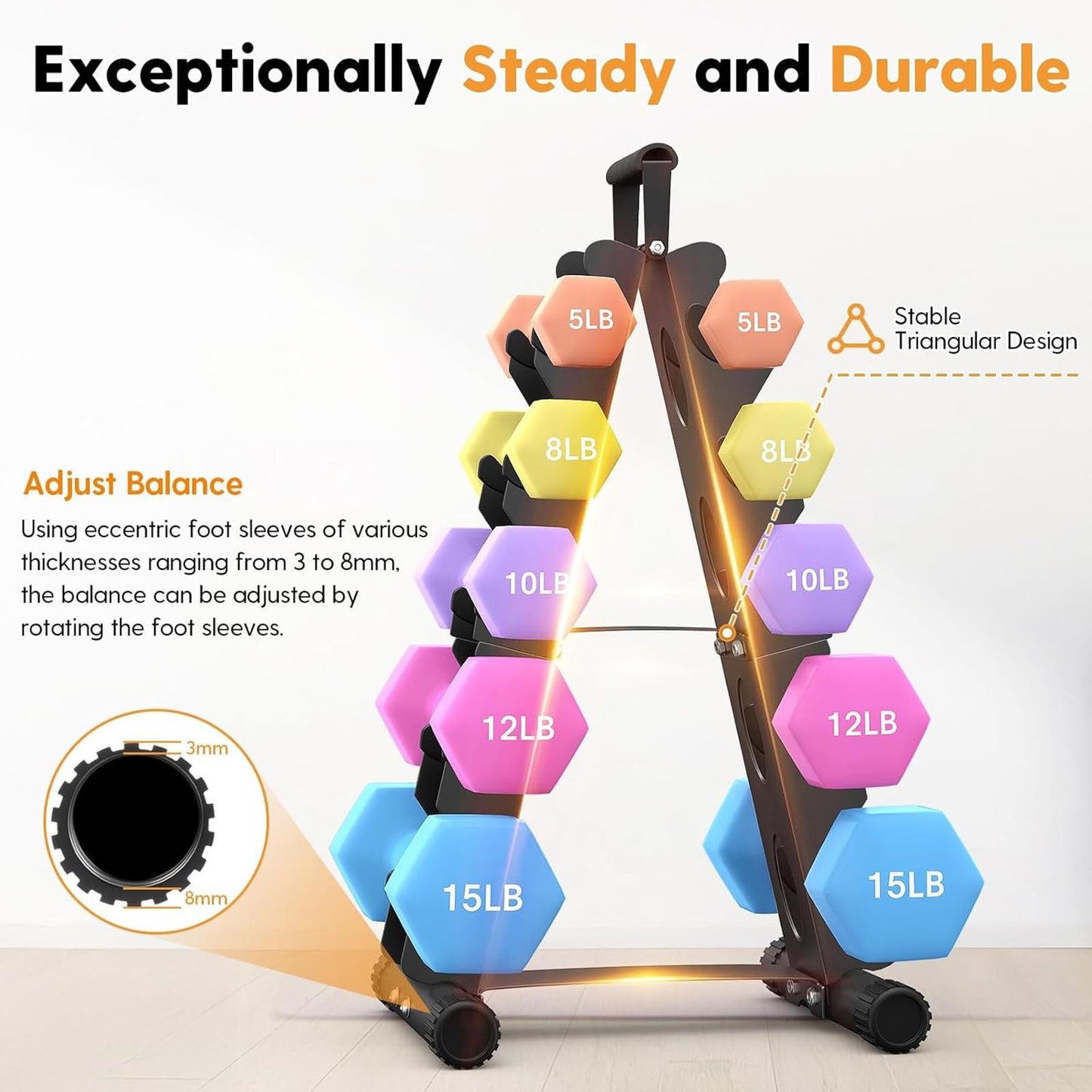 5 Tier A-Frame Dumbbell Rack Stand Only Home Gym Weight Storage