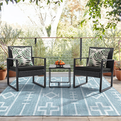 3 Pieces Outdoor Patio Set (Black)