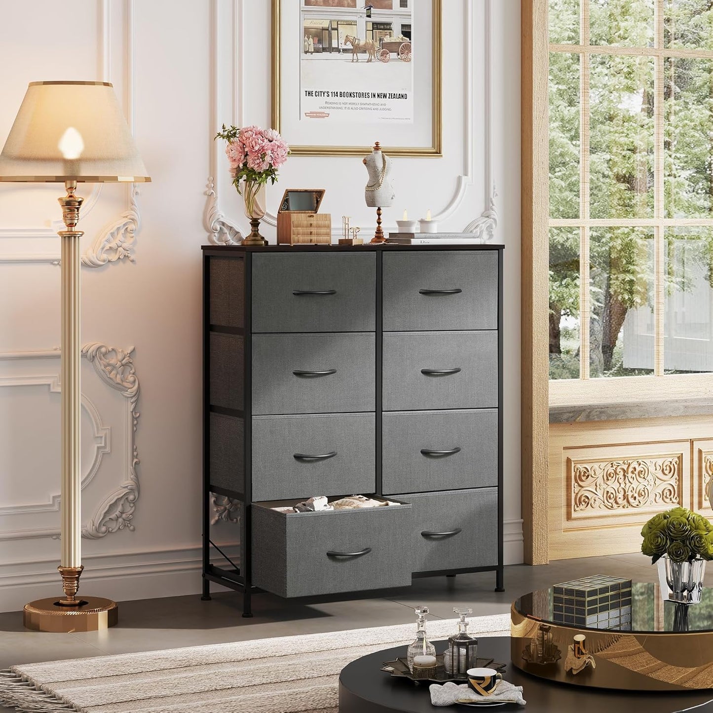 8 Drawer Dresser for Bedroom or Closet (Dark Gray)