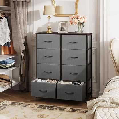 8 Drawer Dresser for Bedroom or Closet (Dark Gray)