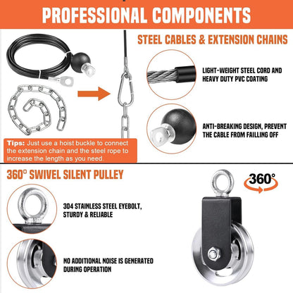 Cable Pulley System Gym LAT Pulldown 2-in-1 Bar Triceps Biceps Back