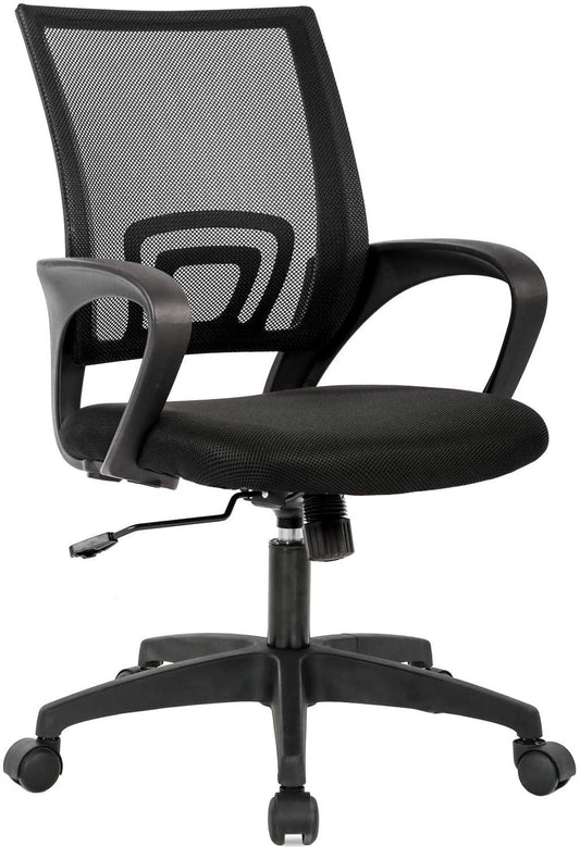 Ergonomic Office Chair | Mid-Back Swivel Desk Chair | Breathable Backrest & Lu