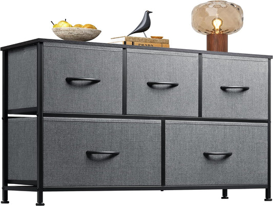 5 Drawer Dresser for Bedroom or Closet (Dark Grey)