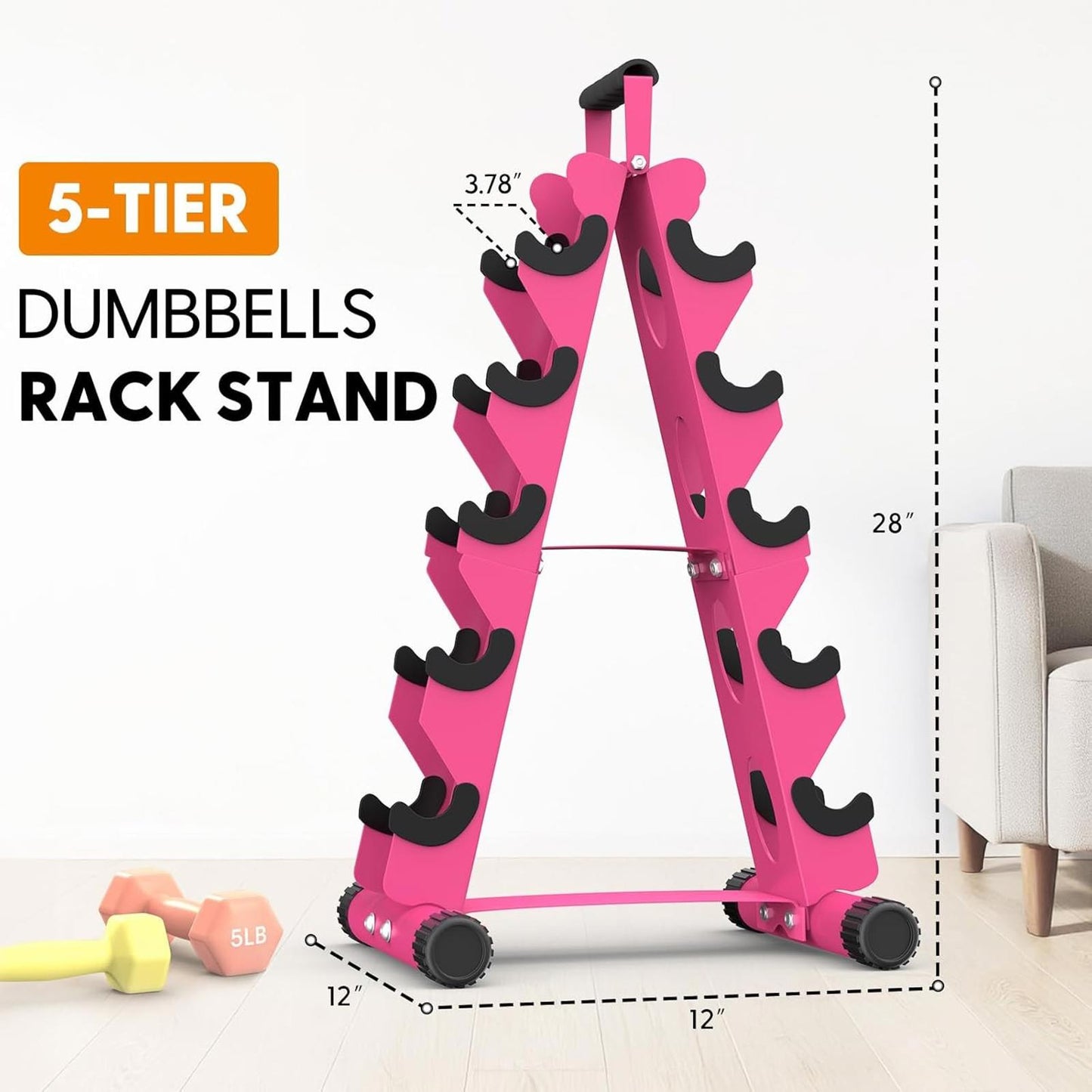 5 Tier A-Frame Dumbbell Rack Stand Only Home Gym Weight Storage