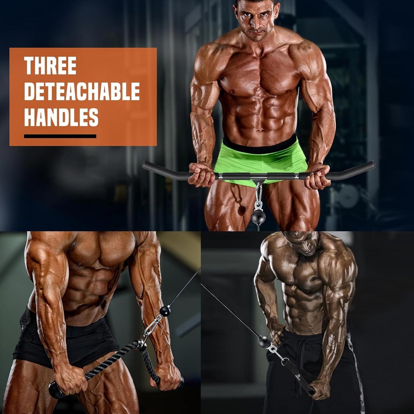 Cable Pulley System Gym LAT Pulldown 2-in-1 Bar Triceps Biceps Back