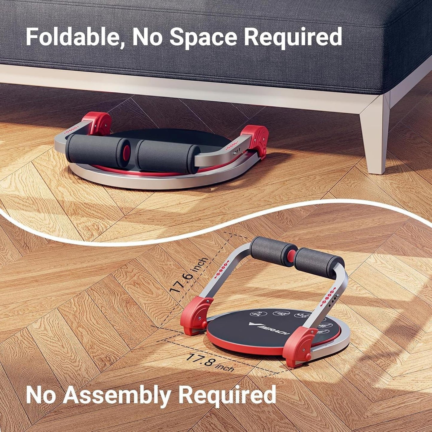 Ab Machine Sit Up Exercise Equipment w/ Adjustable Resistance Auto Rebound