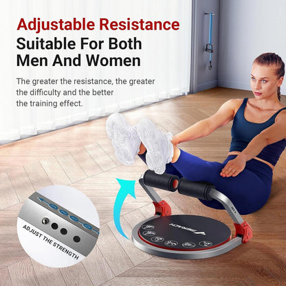 Ab Machine Sit Up Exercise Equipment w/ Adjustable Resistance Auto Rebound